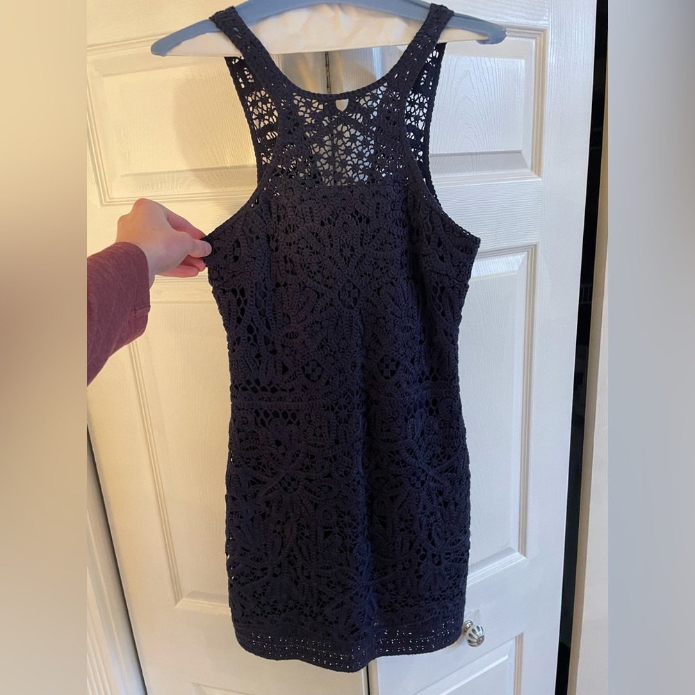 NEW Lilly Pulitzer Beautiful Navy Blue Lace Appliqué Dress, Size XS.